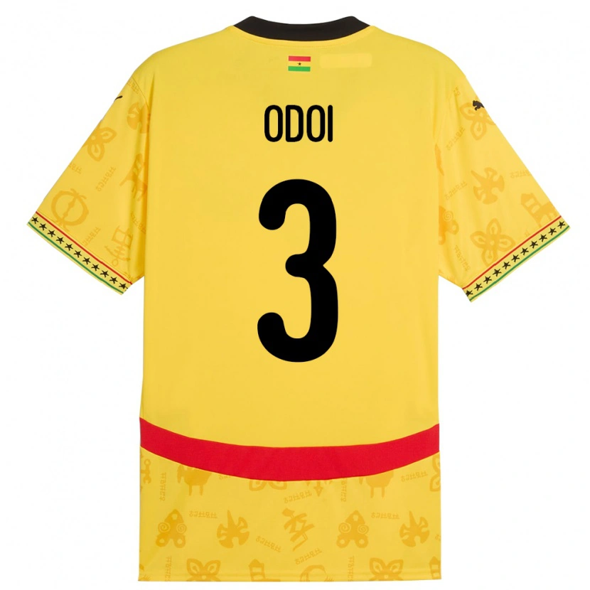 Danxen Damen Ghana Denis Odoi #3 Gelb Auswärtstrikot Trikot 24-26 T-Shirt