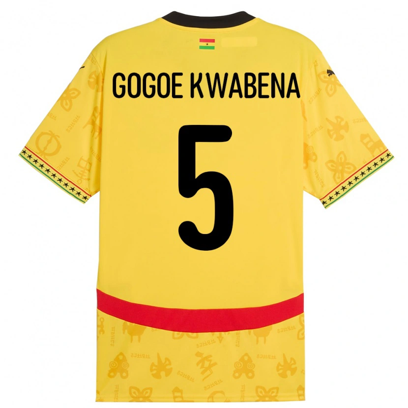 Danxen Damen Ghana Boahen Gogoe Kwabena #5 Gelb Auswärtstrikot Trikot 24-26 T-Shirt