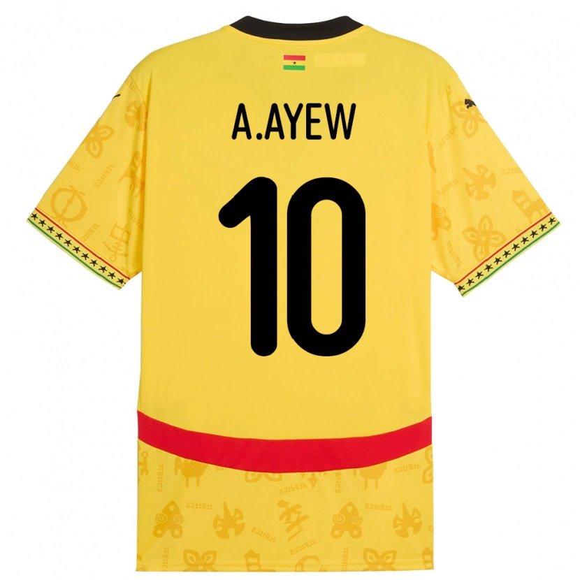 Danxen Damen Ghana Andre Ayew #10 Gelb Auswärtstrikot Trikot 24-26 T-Shirt