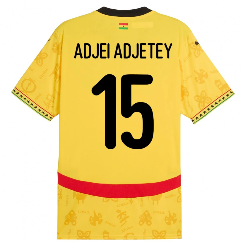Danxen Damen Ghana Jonas Adjei Adjetey #15 Gelb Auswärtstrikot Trikot 24-26 T-Shirt