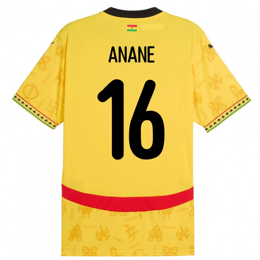 Danxen Damen Ghana Vincent Anane #16 Gelb Auswärtstrikot Trikot 24-26 T-Shirt