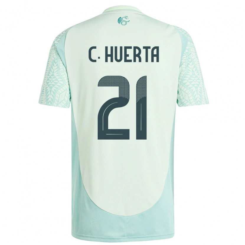 Danxen Damen Mexiko César Huerta #21 Leinengrün Auswärtstrikot Trikot 24-26 T-Shirt