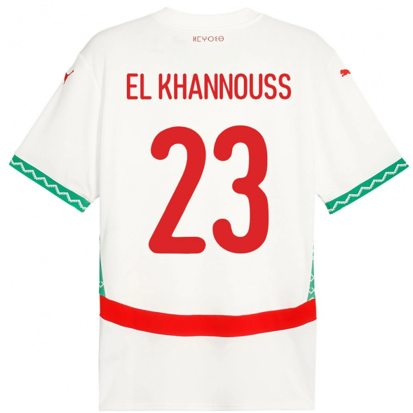 Danxen Damen Marokko Bilal El Khannouss #23 Weiß Auswärtstrikot Trikot 24-26 T-Shirt