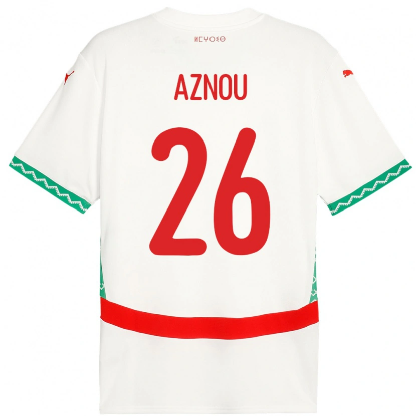 Danxen Damen Marokko Adam Aznou #26 Weiß Auswärtstrikot Trikot 24-26 T-Shirt
