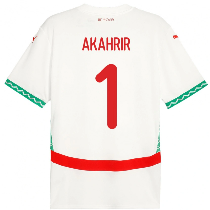 Danxen Damen Marokko Mohamed Akahrir #1 Weiß Auswärtstrikot Trikot 24-26 T-Shirt