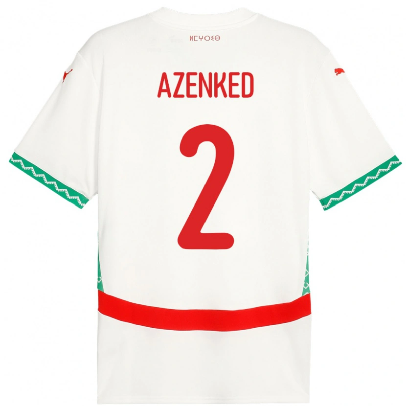 Danxen Damen Marokko Mustapha Azenked #2 Weiß Auswärtstrikot Trikot 24-26 T-Shirt