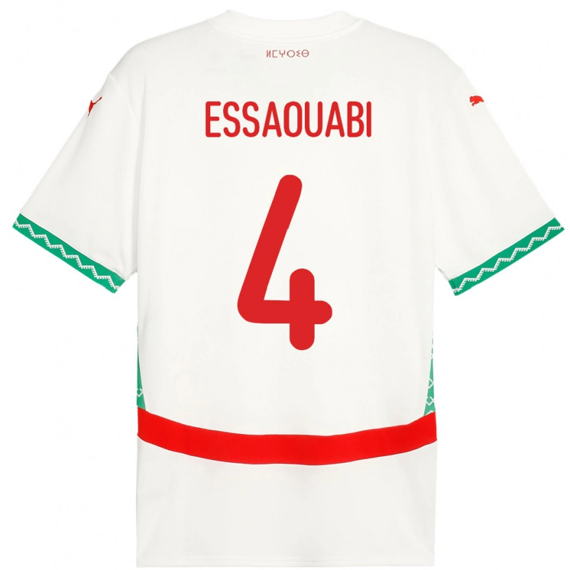 Danxen Damen Marokko Hatim Essaouabi #4 Weiß Auswärtstrikot Trikot 24-26 T-Shirt