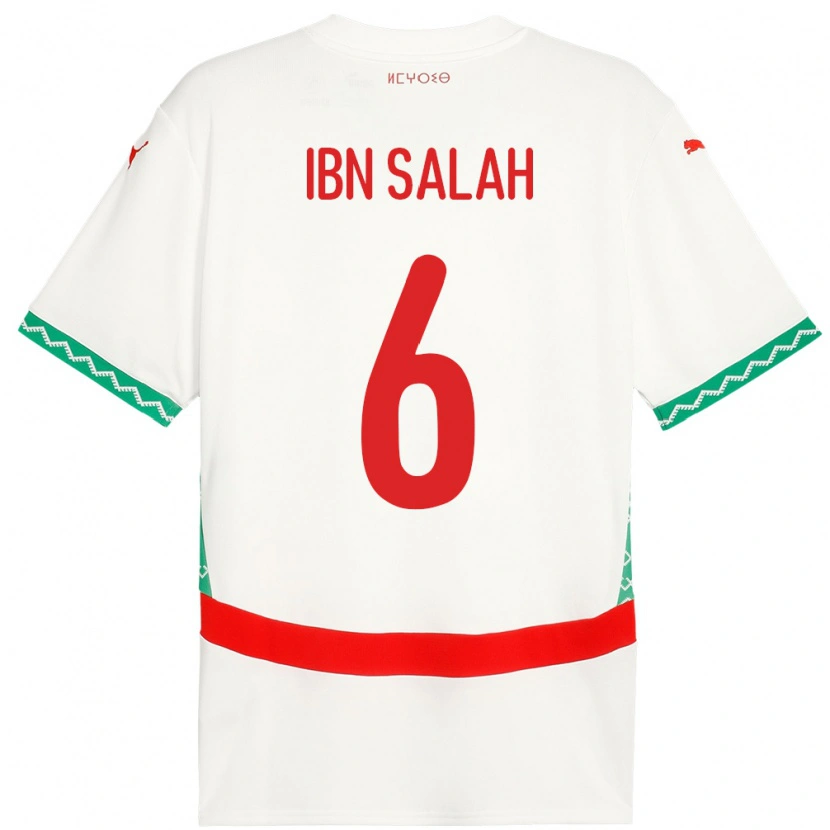 Danxen Damen Marokko Oualid Ibn Salah #6 Weiß Auswärtstrikot Trikot 24-26 T-Shirt
