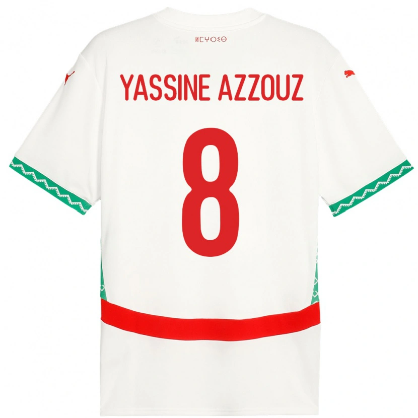 Danxen Damen Marokko Mohamed Yassine Azzouz #8 Weiß Auswärtstrikot Trikot 24-26 T-Shirt
