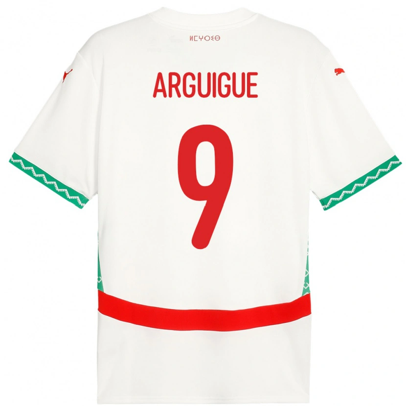 Danxen Damen Marokko Ayman Arguigue #9 Weiß Auswärtstrikot Trikot 24-26 T-Shirt
