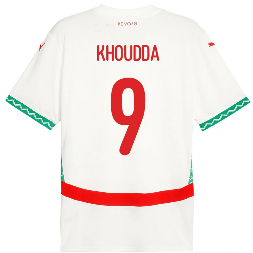 Danxen Damen Marokko Youssef Khoudda #9 Weiß Auswärtstrikot Trikot 24-26 T-Shirt