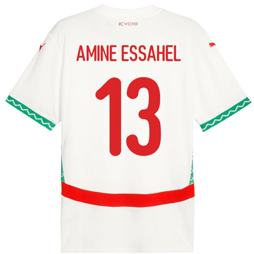Danxen Damen Marokko Mohamed Amine Essahel #13 Weiß Auswärtstrikot Trikot 24-26 T-Shirt