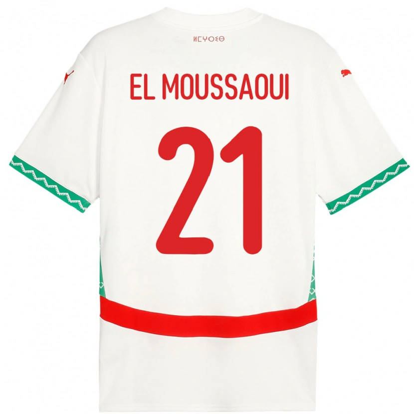 Danxen Damen Marokko Tajeddine El Moussaoui #21 Weiß Auswärtstrikot Trikot 24-26 T-Shirt