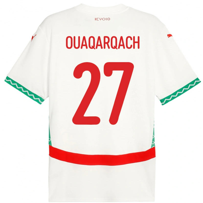 Danxen Damen Marokko Abdelkader Ouaqarqach #27 Weiß Auswärtstrikot Trikot 24-26 T-Shirt