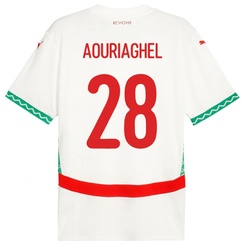 Danxen Damen Marokko Yassin Aouriaghel #28 Weiß Auswärtstrikot Trikot 24-26 T-Shirt