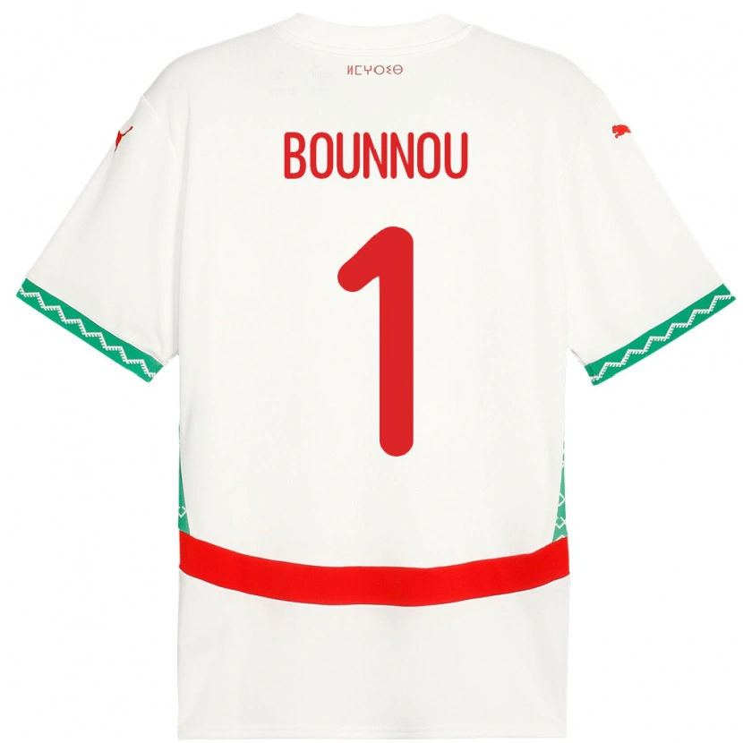 Danxen Damen Marokko Yassine Bounnou #1 Weiß Auswärtstrikot Trikot 24-26 T-Shirt