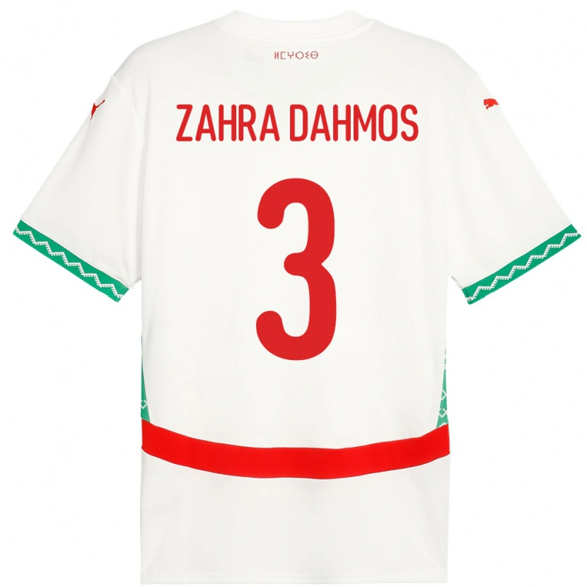 Danxen Damen Marokko Fatima Zahra Dahmos #3 Weiß Auswärtstrikot Trikot 24-26 T-Shirt