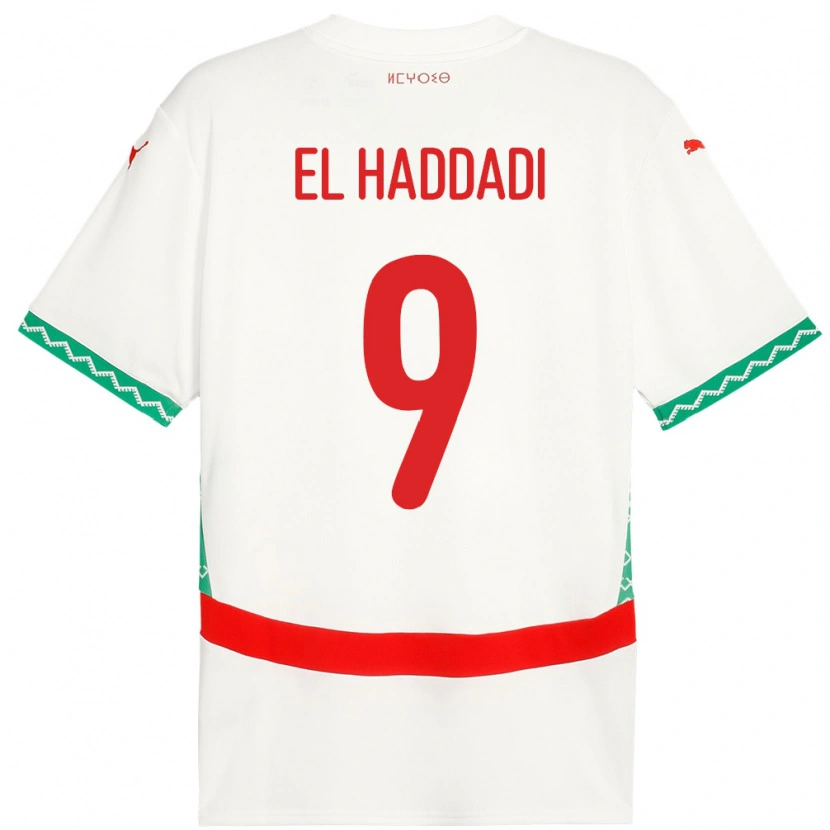 Danxen Damen Marokko Munir El Haddadi #9 Weiß Auswärtstrikot Trikot 24-26 T-Shirt