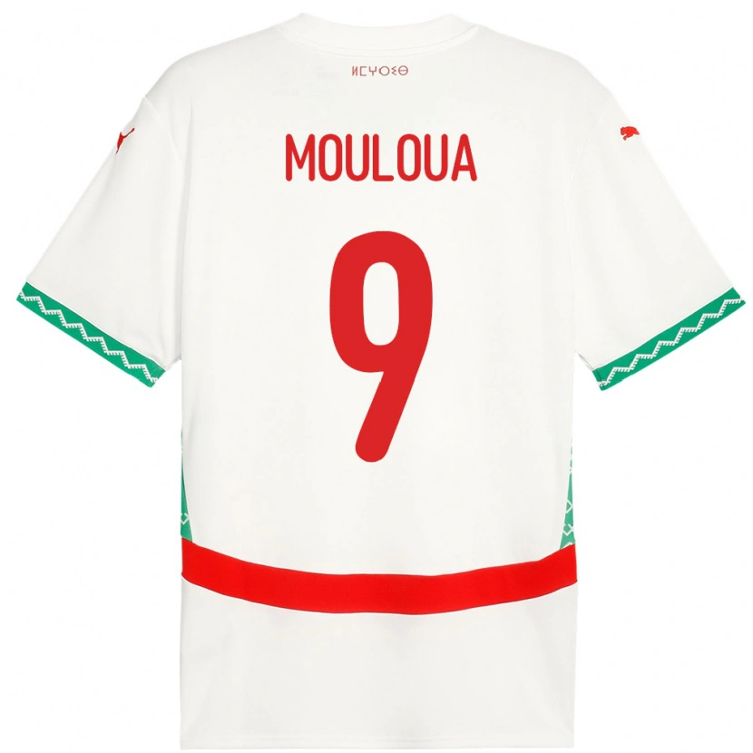 Danxen Damen Marokko Ayoub Mouloua #9 Weiß Auswärtstrikot Trikot 24-26 T-Shirt