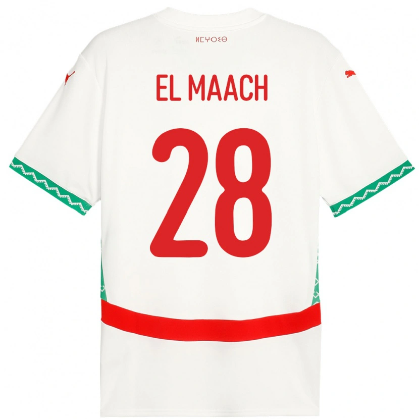 Danxen Damen Marokko Fouad El Maach #28 Weiß Auswärtstrikot Trikot 24-26 T-Shirt