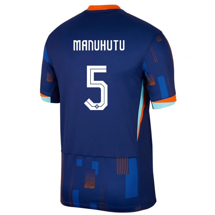 Danxen Damen Niederlande Rivas Manuhutu #5 Blau Auswärtstrikot Trikot 24-26 T-Shirt