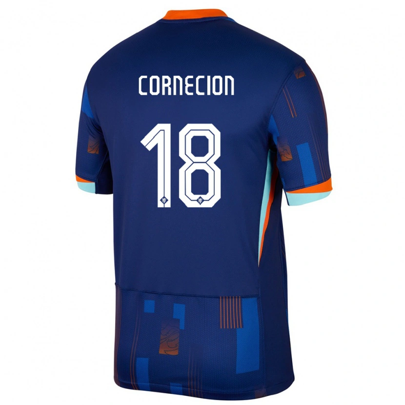 Danxen Damen Niederlande Shuryjano Cornecion #18 Blau Auswärtstrikot Trikot 24-26 T-Shirt