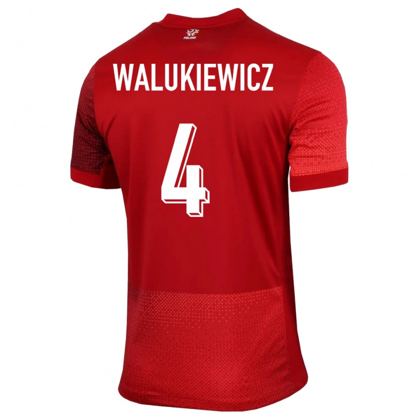 Danxen Damen Polen Sebastian Walukiewicz #4 Rot Auswärtstrikot Trikot 24-26 T-Shirt