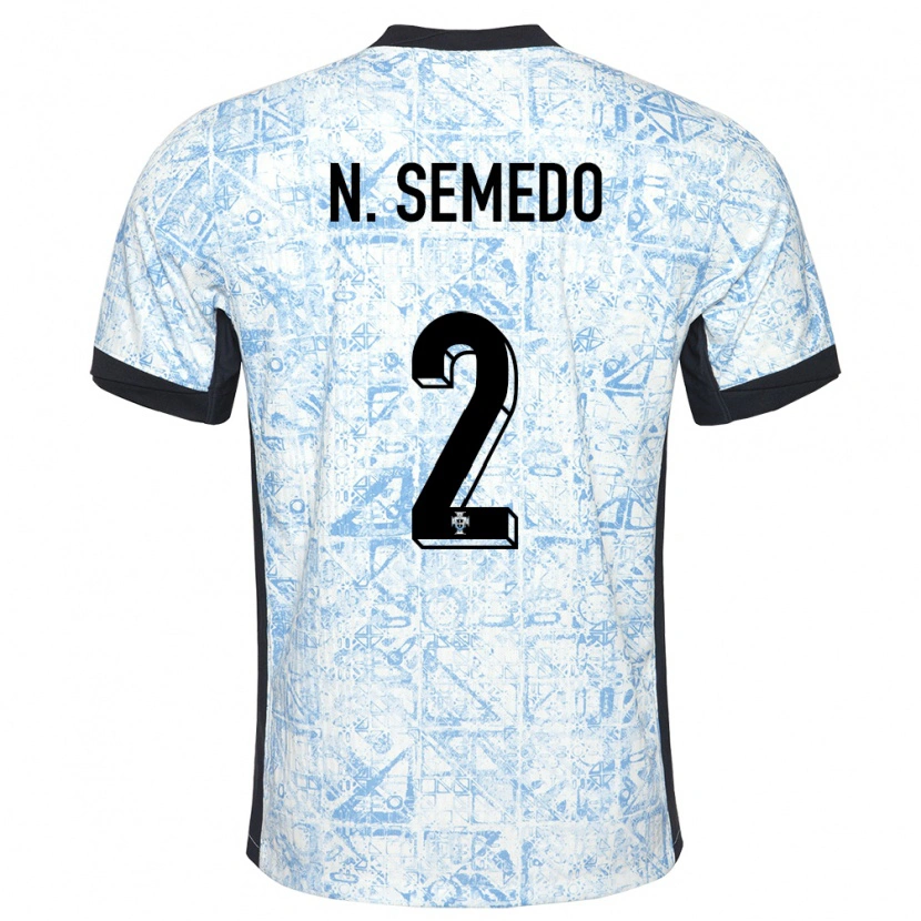 Danxen Damen Portugal Nélson Semedo #2 Cremeblau Auswärtstrikot Trikot 24-26 T-Shirt