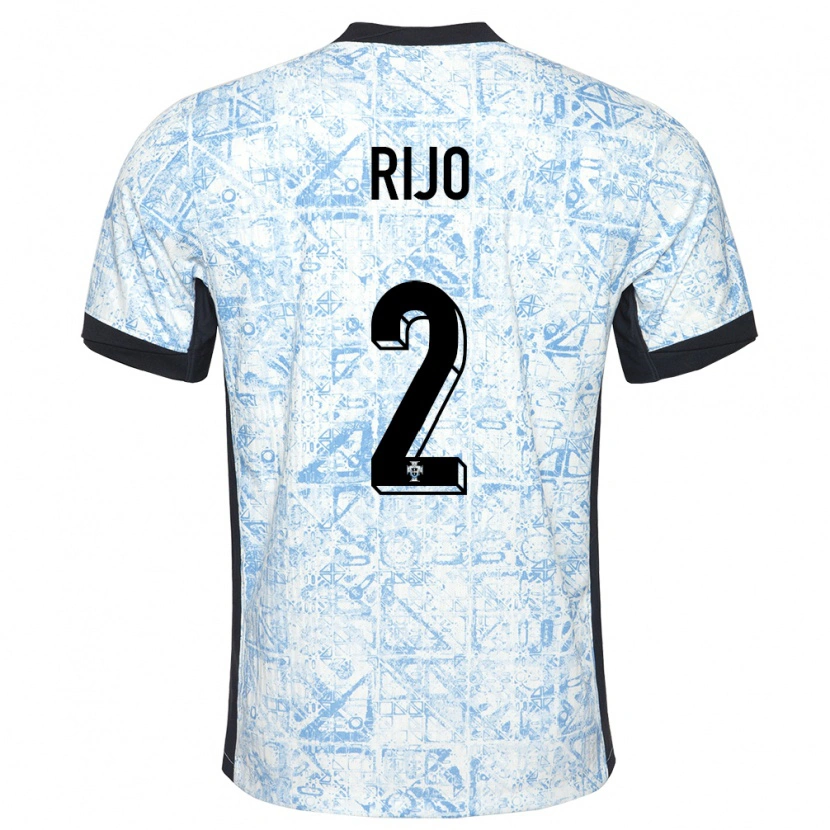 Danxen Damen Portugal João Rijo #2 Cremeblau Auswärtstrikot Trikot 24-26 T-Shirt
