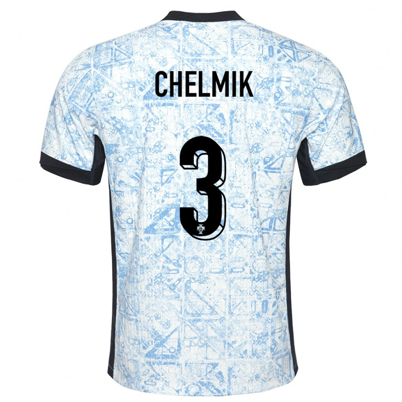Danxen Damen Portugal Chelmik #3 Cremeblau Auswärtstrikot Trikot 24-26 T-Shirt