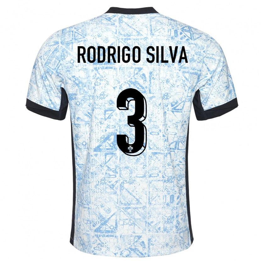 Danxen Damen Portugal Rodrigo Silva #3 Cremeblau Auswärtstrikot Trikot 24-26 T-Shirt