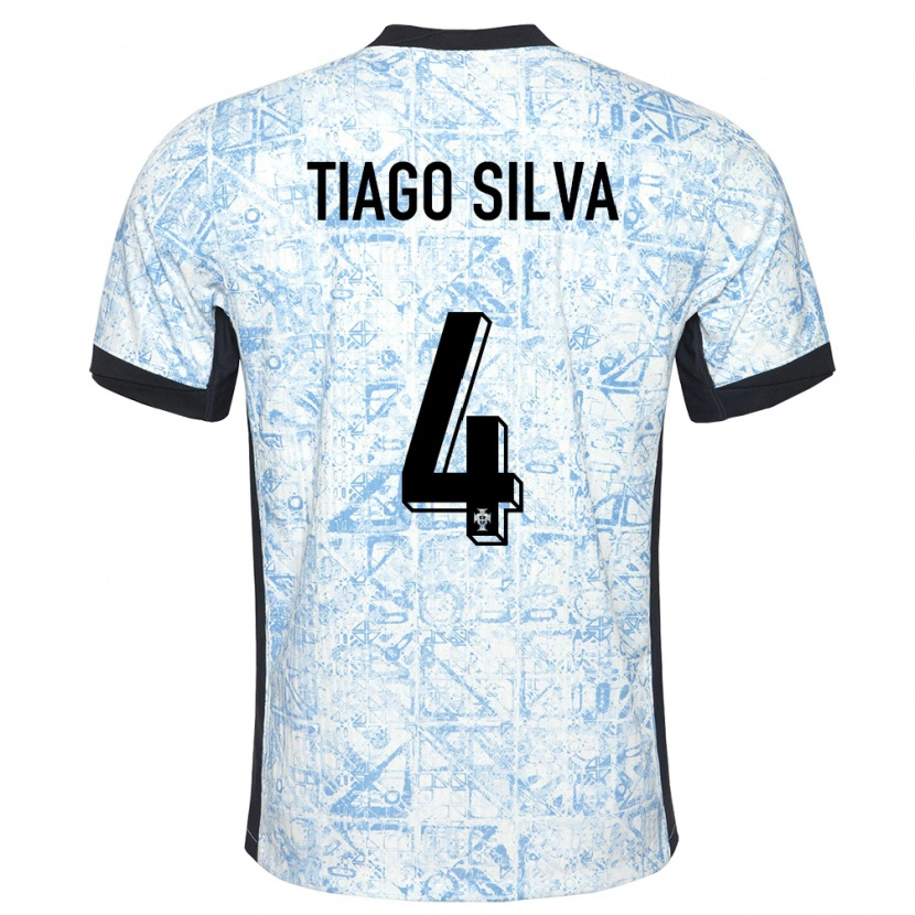 Danxen Damen Portugal Tiago Silva #4 Cremeblau Auswärtstrikot Trikot 24-26 T-Shirt