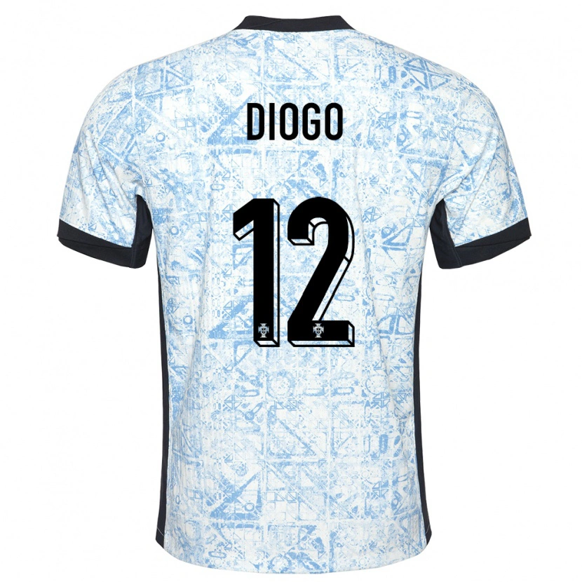 Danxen Damen Portugal Diogo Ferreira #12 Cremeblau Auswärtstrikot Trikot 24-26 T-Shirt