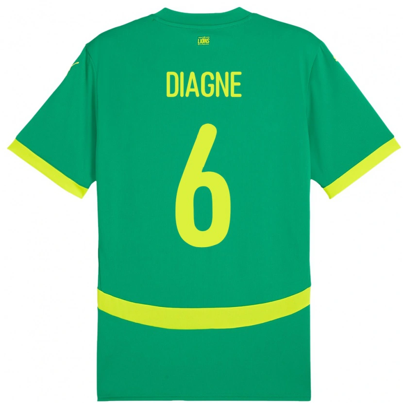 Danxen Damen Senegal Edmee Diagne #6 Grün Auswärtstrikot Trikot 24-26 T-Shirt