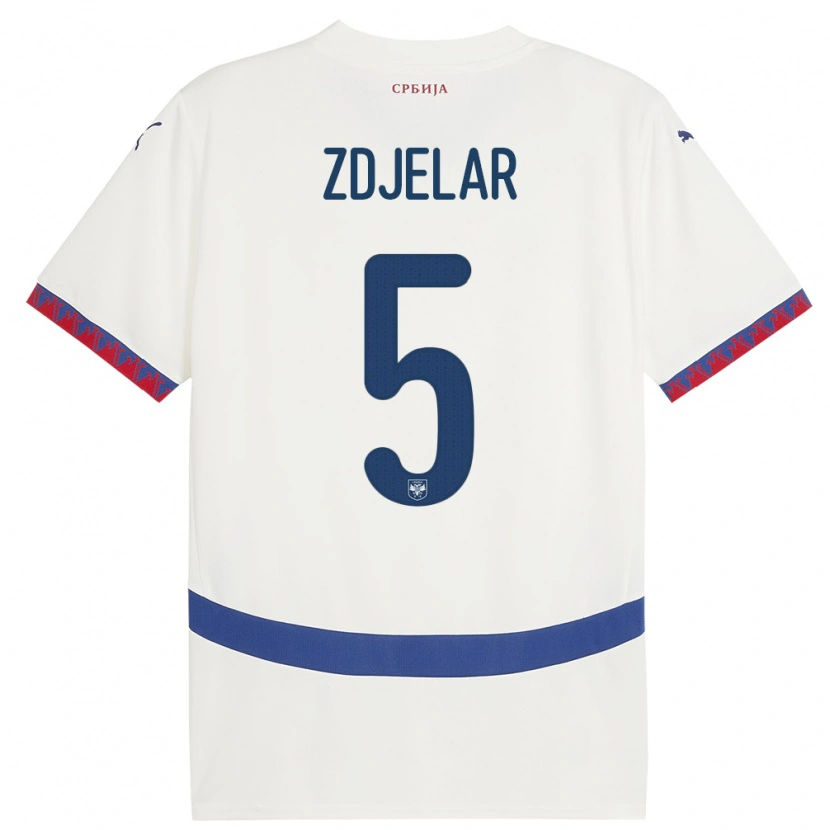 Danxen Damen Serbien Sasa Zdjelar #5 Weiß Auswärtstrikot Trikot 24-26 T-Shirt