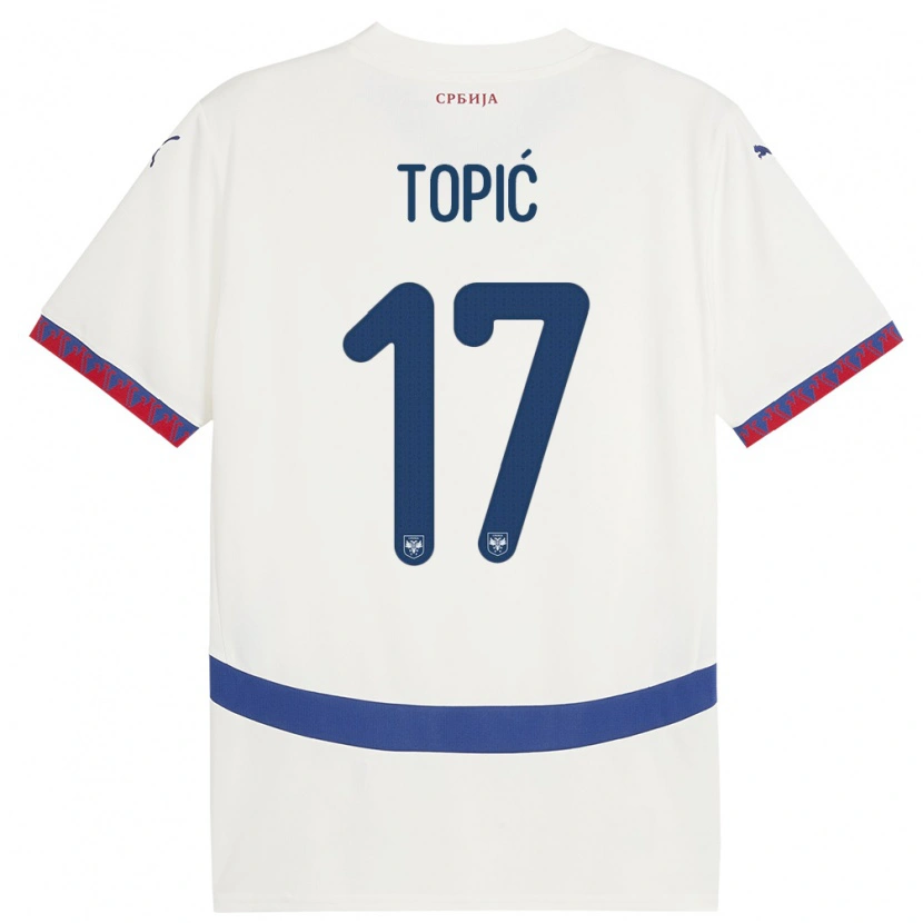 Danxen Damen Serbien Mirko Topić #17 Weiß Auswärtstrikot Trikot 24-26 T-Shirt