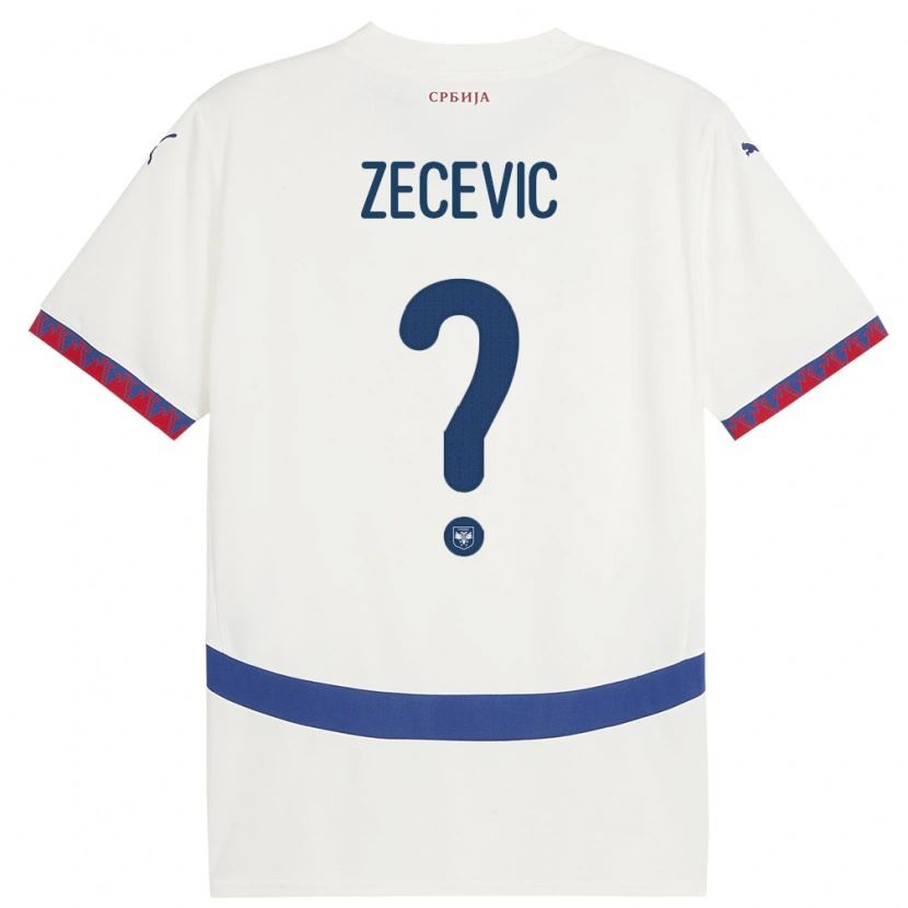 Danxen Damen Serbien Nikola Zecevic #0 Weiß Auswärtstrikot Trikot 24-26 T-Shirt