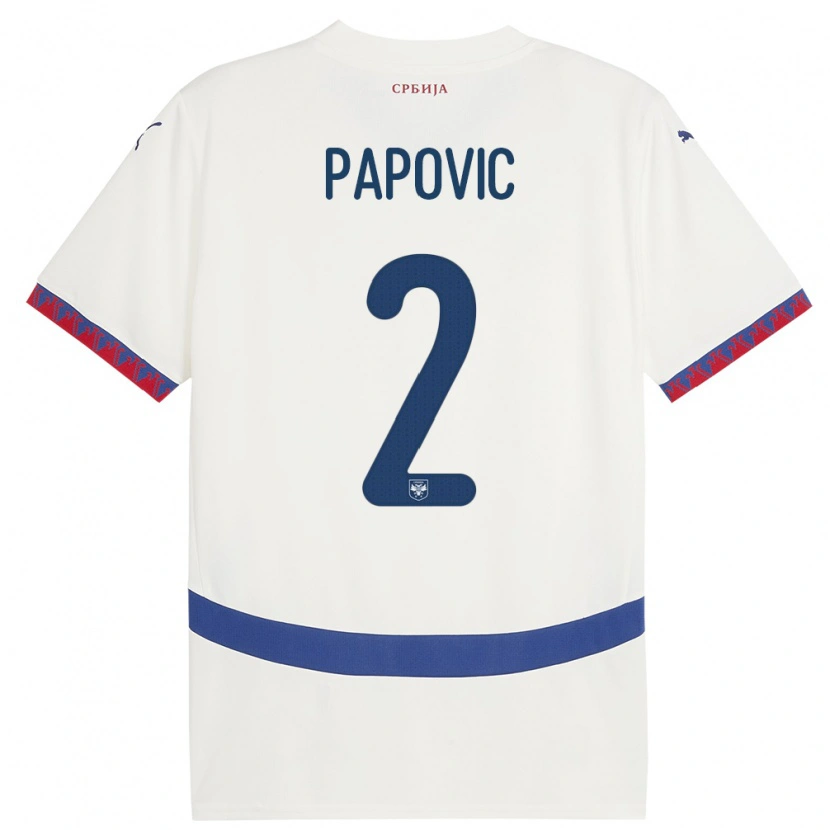 Danxen Damen Serbien Niksa Papovic #2 Weiß Auswärtstrikot Trikot 24-26 T-Shirt