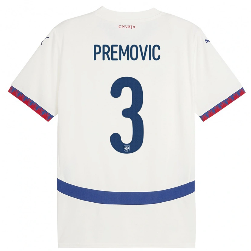 Danxen Damen Serbien Relja Premovic #3 Weiß Auswärtstrikot Trikot 24-26 T-Shirt