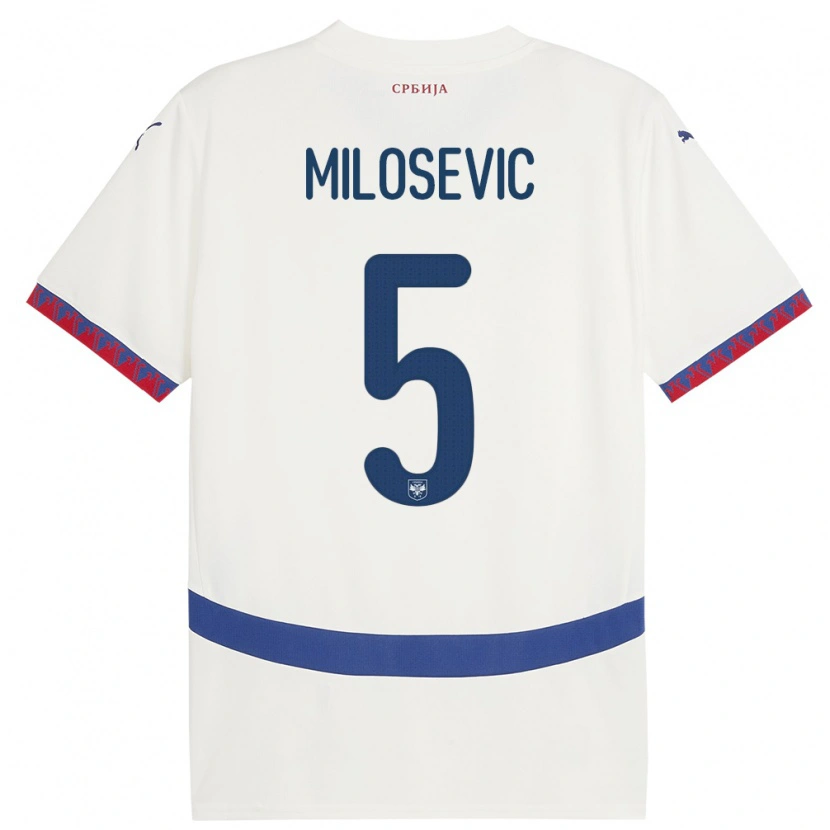 Danxen Damen Serbien Jovan Milosevic #5 Weiß Auswärtstrikot Trikot 24-26 T-Shirt