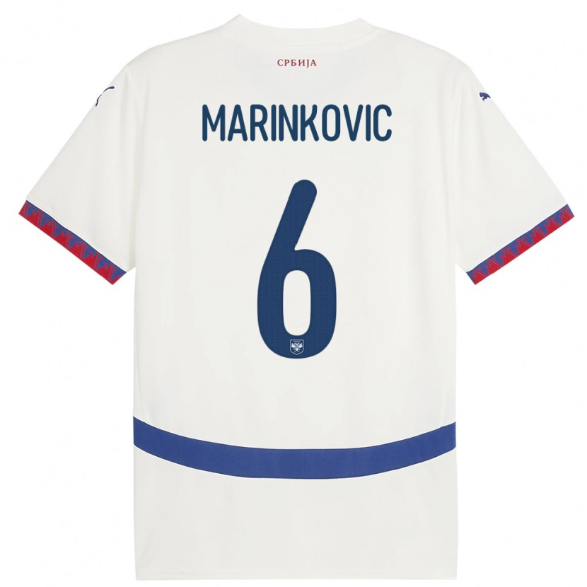 Danxen Damen Serbien Vojin Marinkovic #6 Weiß Auswärtstrikot Trikot 24-26 T-Shirt
