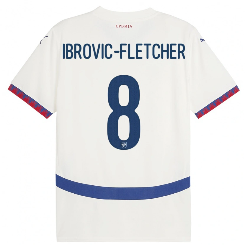 Danxen Damen Serbien Edward Ibrovic-Fletcher #8 Weiß Auswärtstrikot Trikot 24-26 T-Shirt