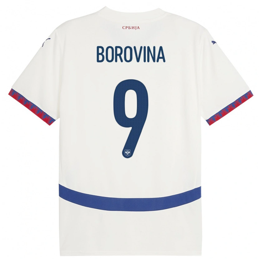 Danxen Damen Serbien Srdjan Borovina #9 Weiß Auswärtstrikot Trikot 24-26 T-Shirt