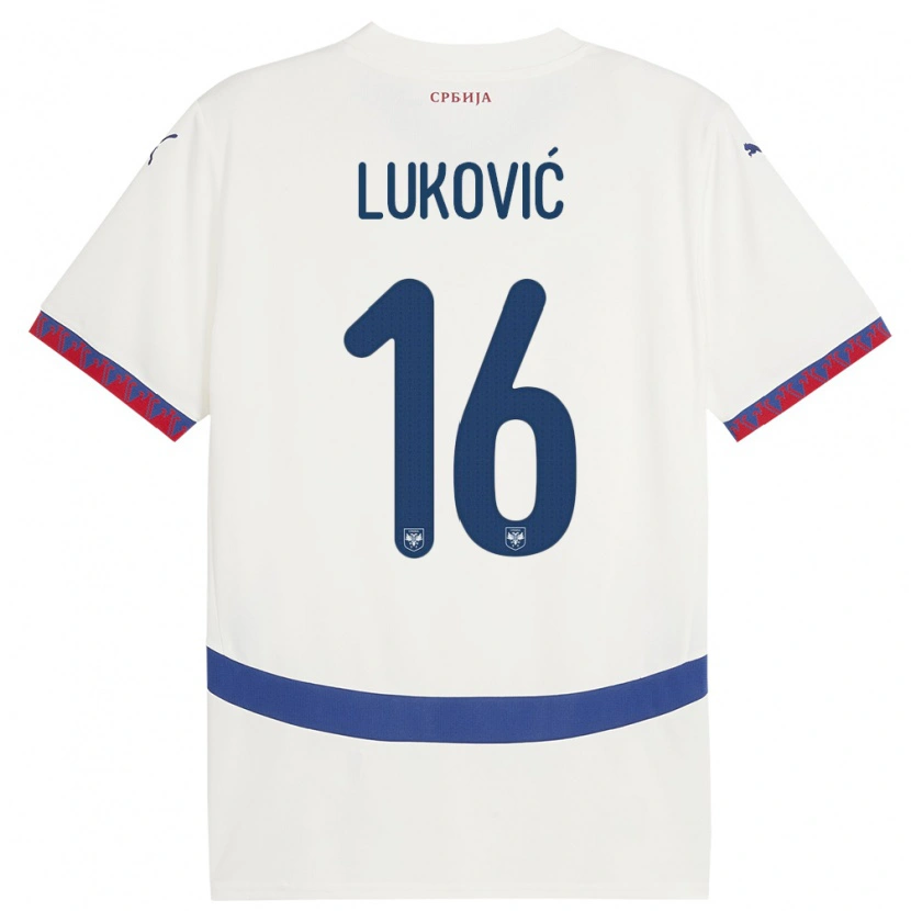Danxen Damen Serbien Milos Lukovic #16 Weiß Auswärtstrikot Trikot 24-26 T-Shirt