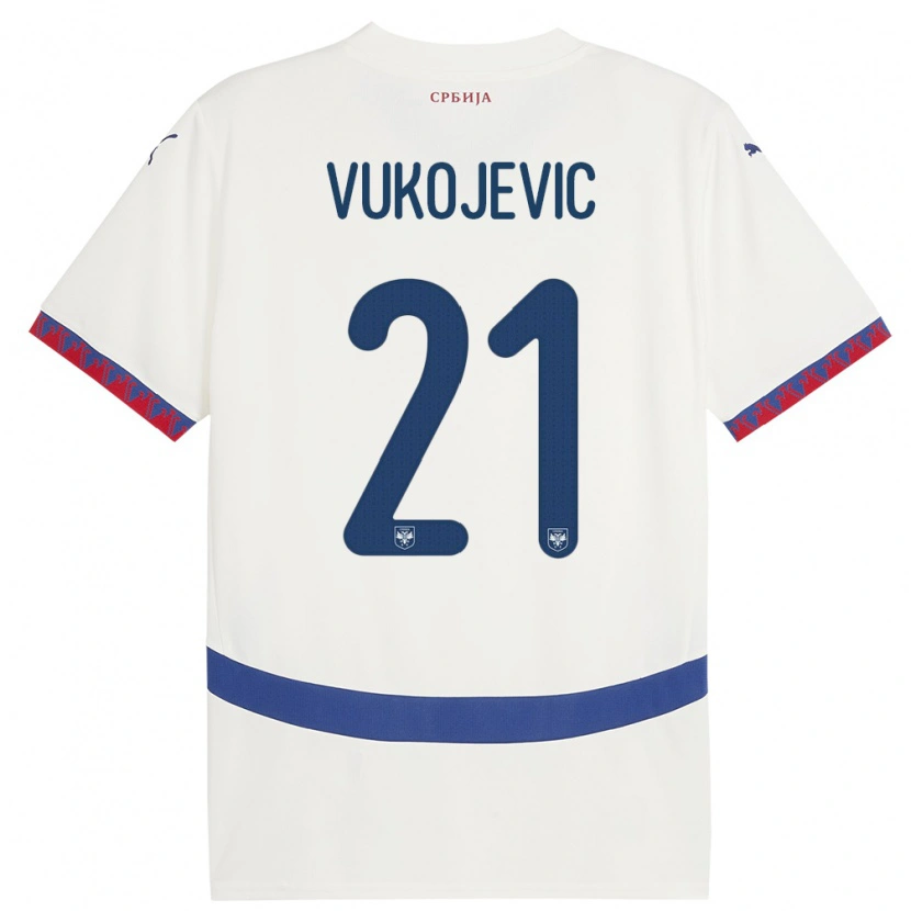 Danxen Damen Serbien Veljko Vukojevic #21 Weiß Auswärtstrikot Trikot 24-26 T-Shirt