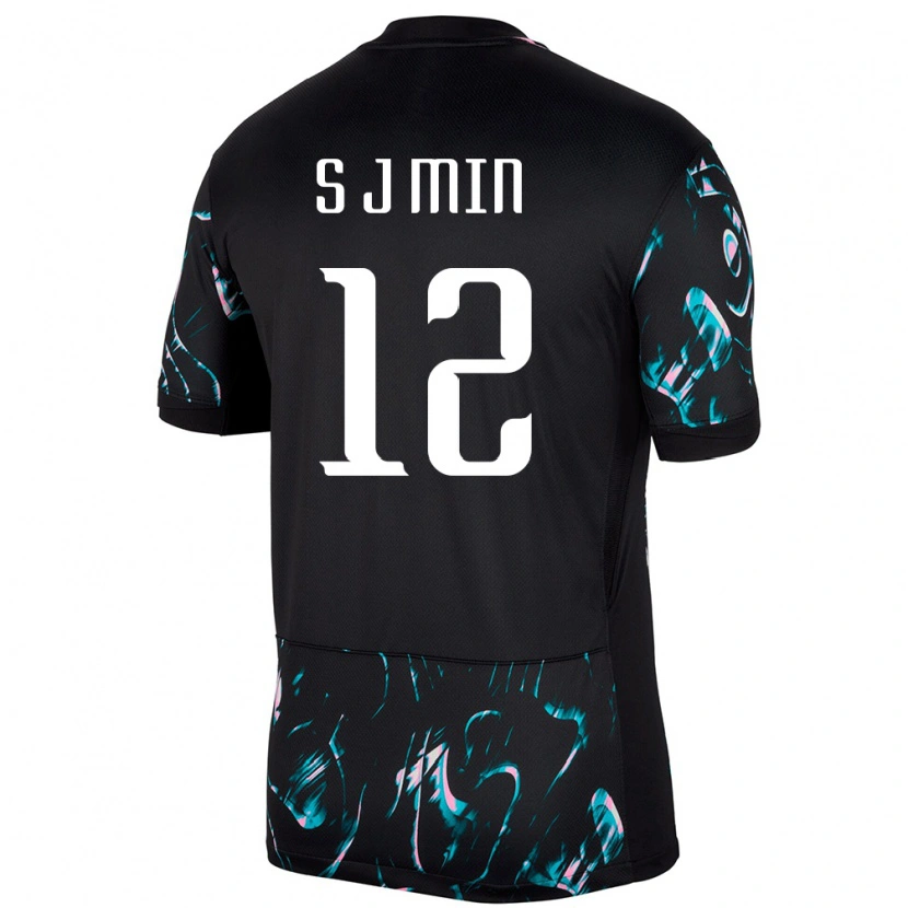 Danxen Damen Südkorea Seong-Jun Min #12 Schwarz Auswärtstrikot Trikot 24-26 T-Shirt