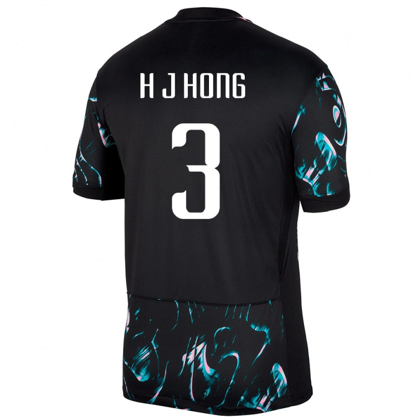 Danxen Damen Südkorea Hong Hye Ji #3 Schwarz Auswärtstrikot Trikot 24-26 T-Shirt