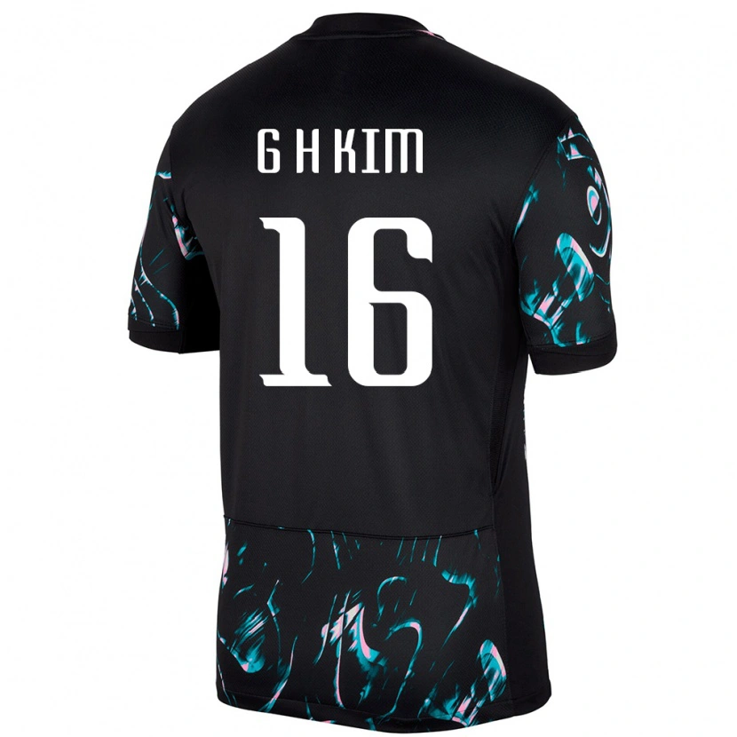 Danxen Damen Südkorea Kim Gyeong Hwan #16 Schwarz Auswärtstrikot Trikot 24-26 T-Shirt