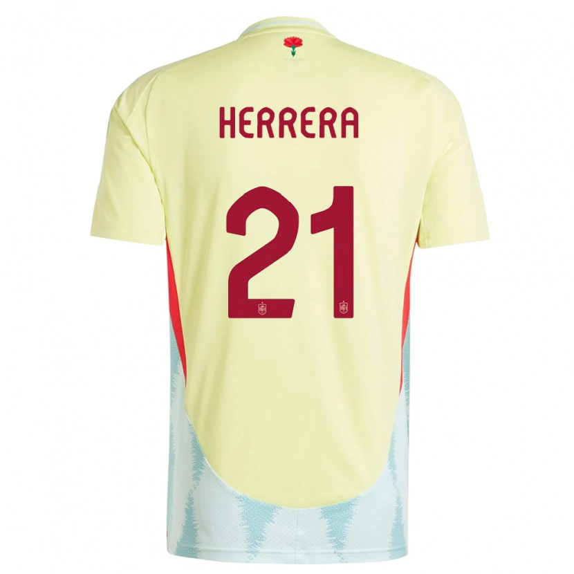 Danxen Damen Spanien Iker Herrera #21 Gelb Auswärtstrikot Trikot 24-26 T-Shirt