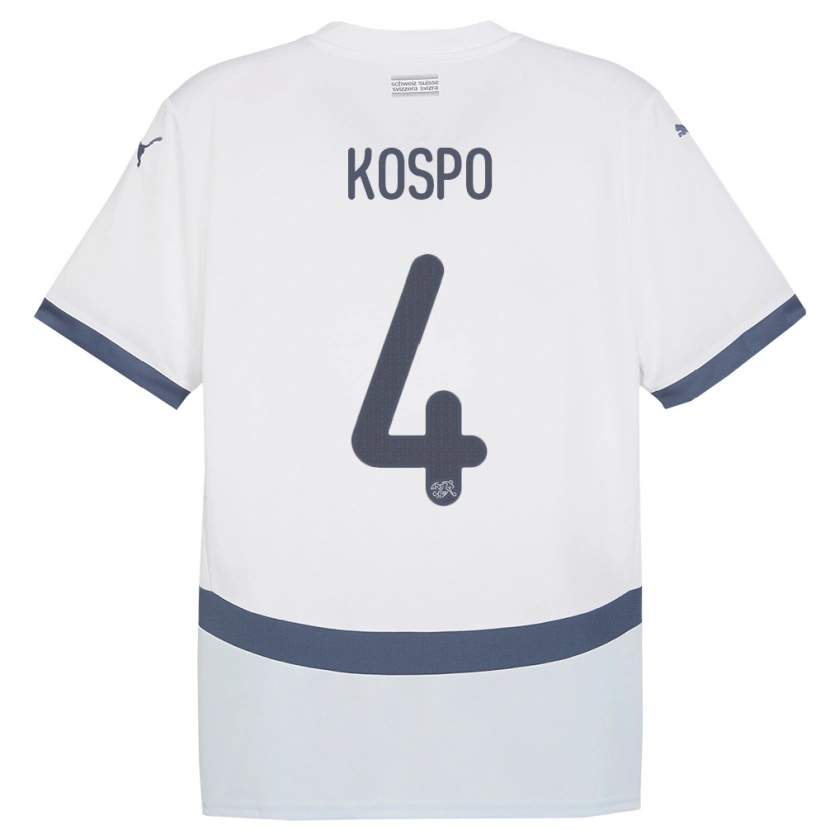 Danxen Damen Schweiz Eman Kospo #4 Weiß Auswärtstrikot Trikot 24-26 T-Shirt